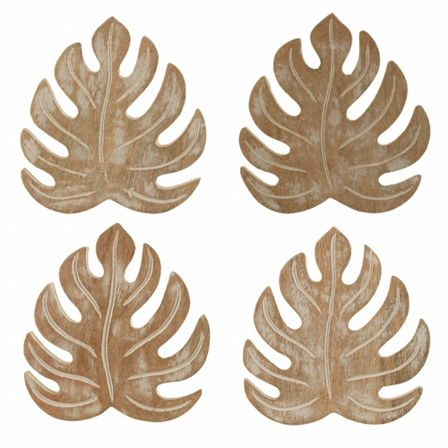Drevené podložky tvare listov, Sass & Belle (Sada 4 kusov).