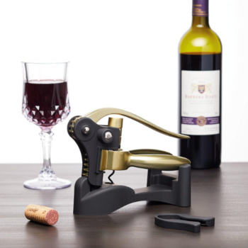 BarCraft Luxusná darčeková sada vývrtka na víno s pákou - Mosadz (3 kusy), hliník, 24 x 23 x 7,5 cm