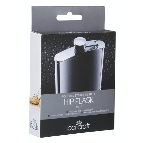 Ploskačka BarCraft Polished Stainless Steel Hip Flask 170ml