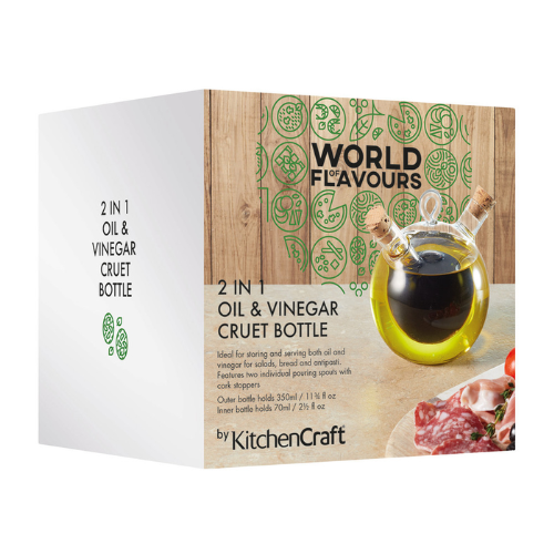 Sklenená fľaša na olej a ocot 350/70 ml KitchenCraft World of Flavours