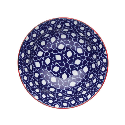 Kameninová miska KitchenCraft Blue Floral Geometric 16 cm