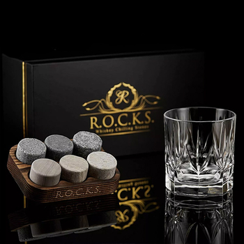 ROCKS - whiskey Set - Imperial sklenený set pohár a chladiace kamene