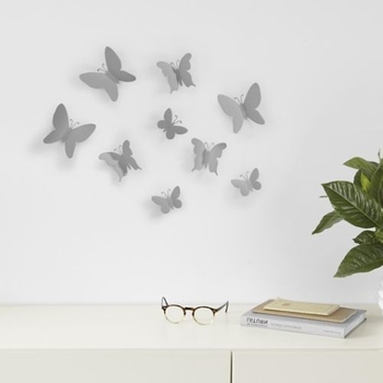 Dekorácia na stenu MARIPOSA SET / 9ks sivá Umbra	