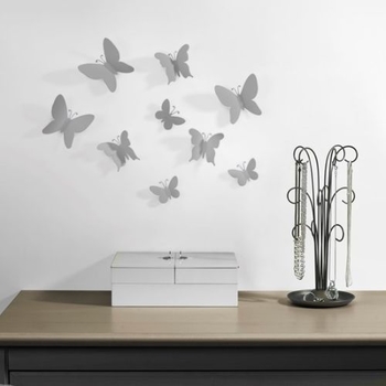Dekorácia na stenu MARIPOSA SET / 9ks sivá Umbra	