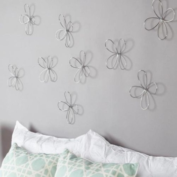 Dekorácia na stenu FLEUR SET / 9ks chróm Umbra	