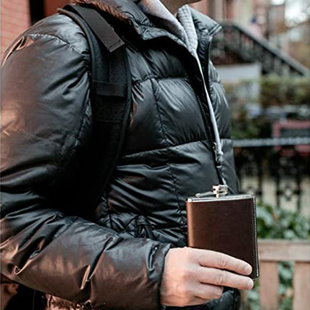 Kikkerland Leather Hip Flask 7OZ - ploskačka