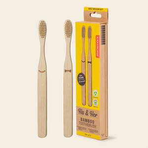 Kikkerland His & Her Bamboo Toothbrush Set - set bambusové zubné kefky