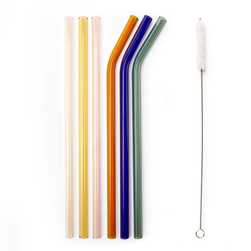 Kikkerland Colorful Reusable Glass Straws - sklenené slamky farebné