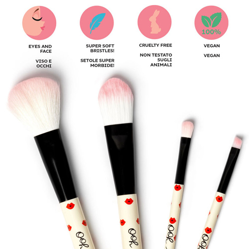 Legami Set Of 4 Makeup Brushes - Oh My Glow! OOH LA LA - Sada 4 štetcov na make-up