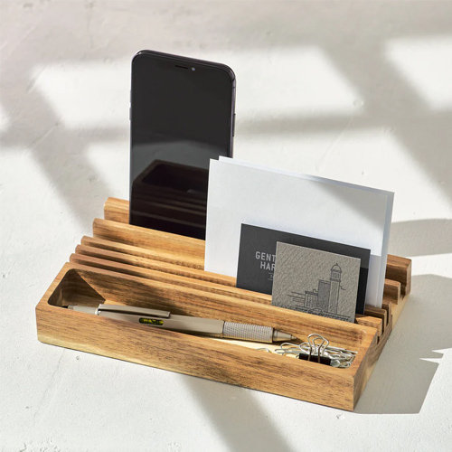 Drevený stolový organizér so stojanom na telefón Wooden Desk Oraganiser - Gentlemen's Hardware