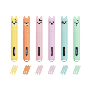 Legami Set of 6 Mini Pastel Highlighters - Teddy's Style - fixky