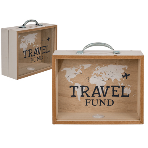 pokladnička drevená kufor - Wooden savings box, Travel Fund