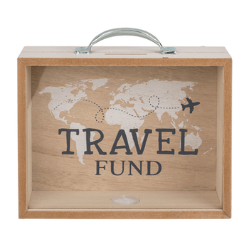 pokladnička drevená kufor - Wooden savings box, Travel Fund