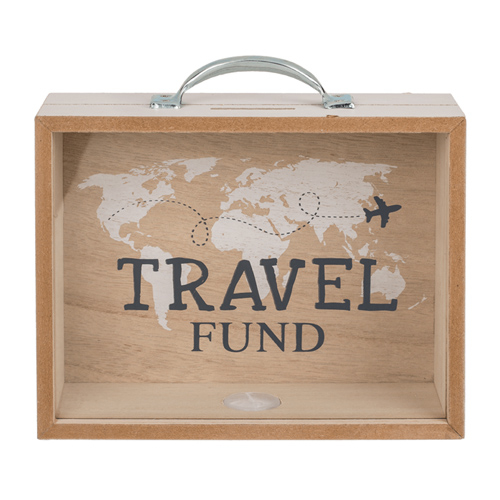 pokladnička drevená kufor - Wooden savings box, Travel Fund