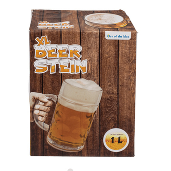 XL sklenený krígeľ na pivo, 1L