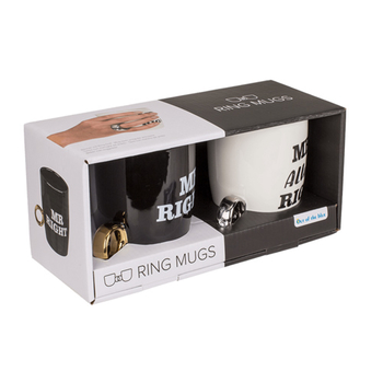 Keramické hrnčeky s prsteňom, Mr Right & Mrs Always Right 