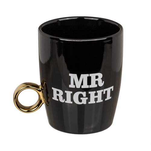 Keramické hrnčeky s prsteňom, Mr Right & Mrs Always Right 