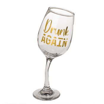 Pohárik na víno Drunk Again, cca 420 ml
