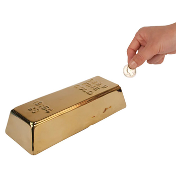 Kikkerland Ceramic Gold Bar Coin Bank - pokladnička zlatá tehla