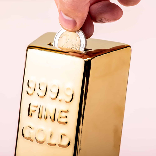 Kikkerland Ceramic Gold Bar Coin Bank - pokladnička zlatá tehla