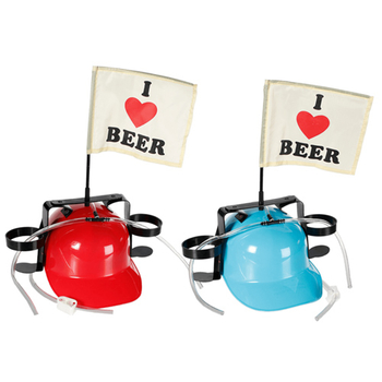 Pitná prilba, I Love Beer s vlajkou - červená