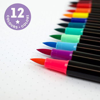 Legami Set of 12 Brush Markers - Sada 12 ks fixkových štetcov