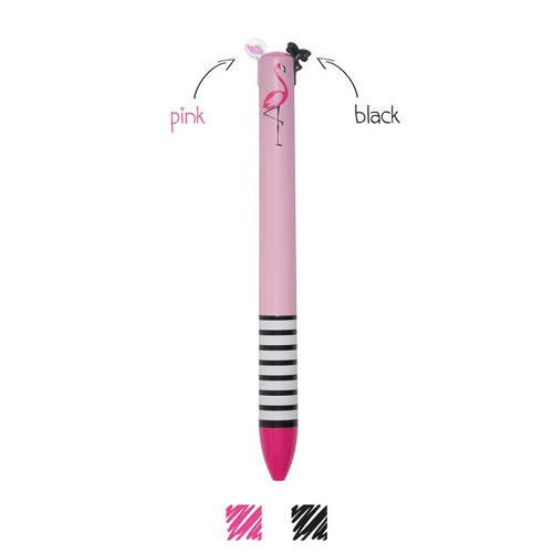Legami Click&Clack - Two Colour Ballpoint Pen - Flamingo - dvojfarebné pero