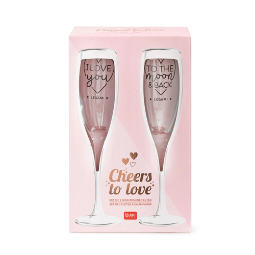 Legami Set of 2 Champagne Flutes - Poháre na sekt Cheers to Love, SET/2ks
