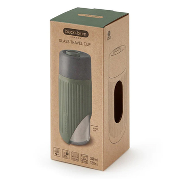 BLACK + BLUM, cestovný pohár sklenený 340ml - sivý