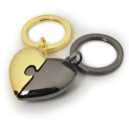Sada príveskov na kľúče v tvare srdca Metalmorphose MTM Puzzle heart keyholder set