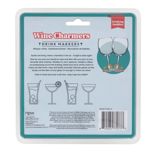 NPW Drinking Buddies - označovače na vínové poháre