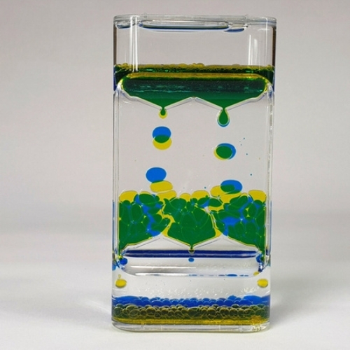 	presýpacie hodiny s 2 farebnými bublinkami z tekutého oleja