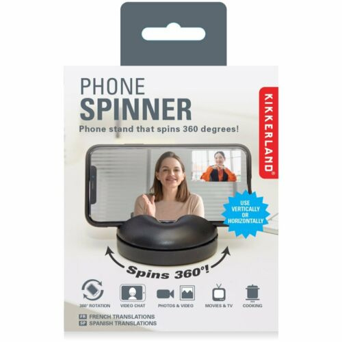 Kikkerland Phone Spinner - Black - stojan otočný na mobil