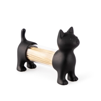Držiak na špáradlo a soľnička mačka Cat black Balvi
